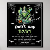 Halloween "Don't Say Baby" Baby Shower Game Poster (Vorne)