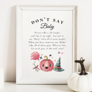 Halloween "Don't Say Baby" Baby Shower Game Poster