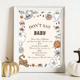 Halloween "Don't Say Baby" Baby Shower Game Poster
