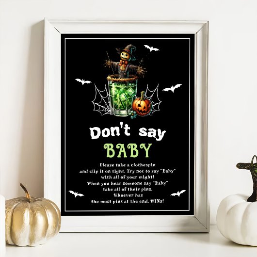 Halloween "Don't Say Baby" Baby Shower Game Poster
