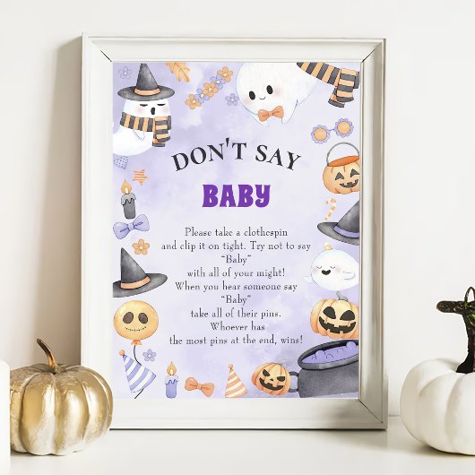 Halloween "Don't Say Baby" Baby Shower Game Poster