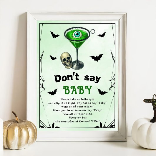 Halloween "Don't Say Baby" Baby Shower Game Poster