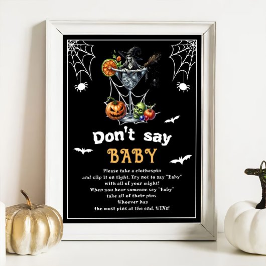 Halloween "Don't Say Baby" Baby Shower Game Poster