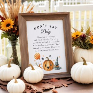 Halloween "Don't Say Baby" Baby Shower Game Poster