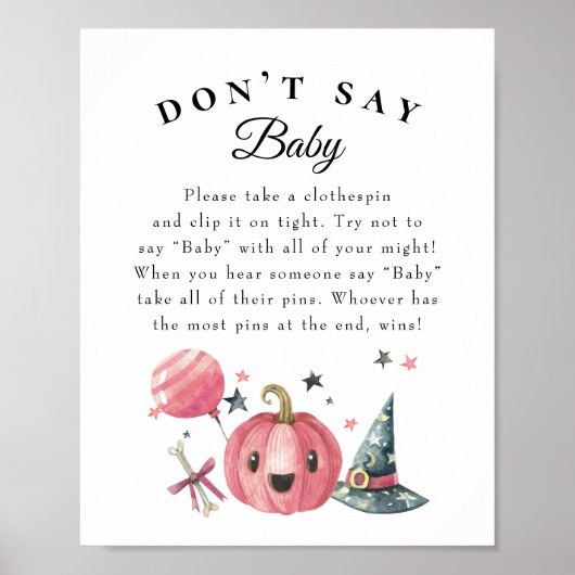 Halloween "Don't Say Baby" Baby Shower Game Poster (Vorne)