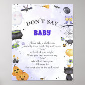 Halloween "Don't Say Baby" Baby Shower Game Poster (Vorne)