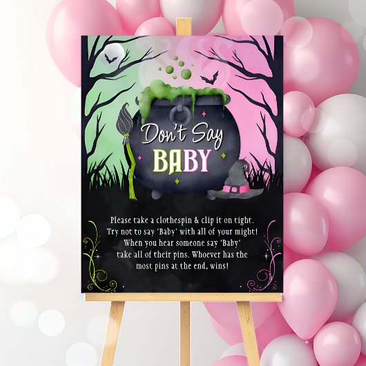 Halloween Don't Say Baby Baby Shower Game Sign Poster