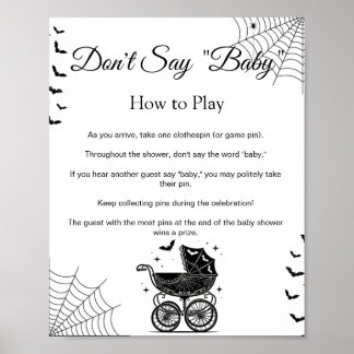 Halloween Don't Say Baby Shower Spielschild Poster