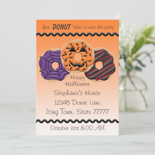 Halloween Donut Party Bake 12x18 Einladung (Stehend Vorderseite)