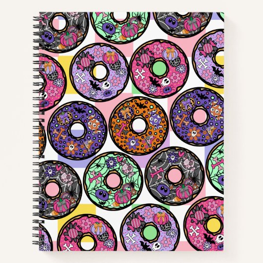 Halloween Donuts Muster mit spöttischen Toppen Notizblock (Vorderseite)
