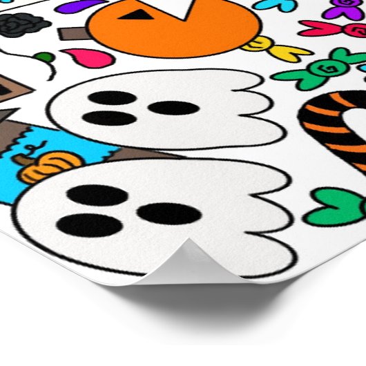 Halloween Doodle Collage 12"x16" Poster (Ecke)