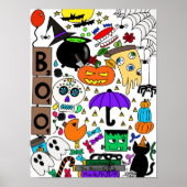 Halloween Doodle Collage 12"x16" Poster (Vorne)