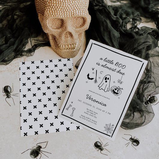 Halloween Doodle Gender Neutral Baby Shower Einladung