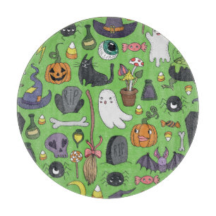 Halloween Doodle: Niedliches Nahtloses Konzept Schneidebrett