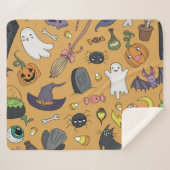 Halloween Doodle Objects Nahtloses Muster Sherpadecke (Vorderseite (Horizontal))