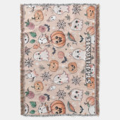 Halloween Doodle Pattern mit Ghosts & Pumpkins 2 Decke (Vorderseite Vertikal)