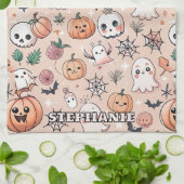Halloween Doodle Pattern mit Ghosts & Pumpkins 2 Geschirrtuch (Gefaltet)