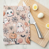Halloween Doodle Pattern mit Ghosts & Pumpkins 2 Geschirrtuch (Viertel Falte)
