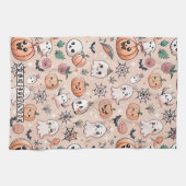 Halloween Doodle Pattern mit Ghosts & Pumpkins 2 Geschirrtuch (Horizontal)