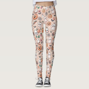 Halloween Doodle Pattern mit Ghosts & Pumpkins 2 Leggings