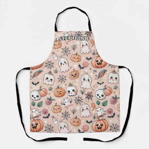 Halloween Doodle Pattern mit Ghosts & Pumpkins 2 Schürze