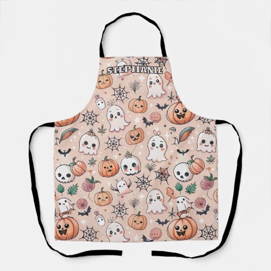 Halloween Doodle Pattern mit Ghosts & Pumpkins 2 Schürze (Vorderseite)