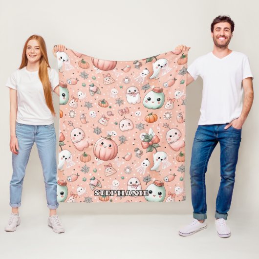 Halloween Doodle Pattern mit Ghosts & Pumpkins Fleecedecke (Beispiel)