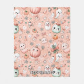 Halloween Doodle Pattern mit Ghosts & Pumpkins Fleecedecke (Vorderseite)