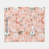 Halloween Doodle Pattern mit Ghosts & Pumpkins Fleecedecke (Vorderseite (Horizontal))