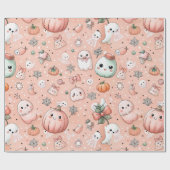 Halloween Doodle Pattern mit Ghosts & Pumpkins Geschenkpapier (Flach)