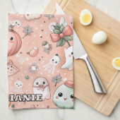 Halloween Doodle Pattern mit Ghosts & Pumpkins Geschirrtuch (Viertel Falte)