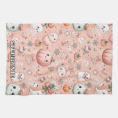 Halloween Doodle Pattern mit Ghosts & Pumpkins Geschirrtuch (Horizontal)