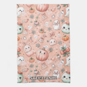 Halloween Doodle Pattern mit Ghosts & Pumpkins Geschirrtuch (Vertikal)
