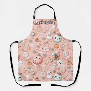 Halloween Doodle Pattern mit Ghosts & Pumpkins Schürze