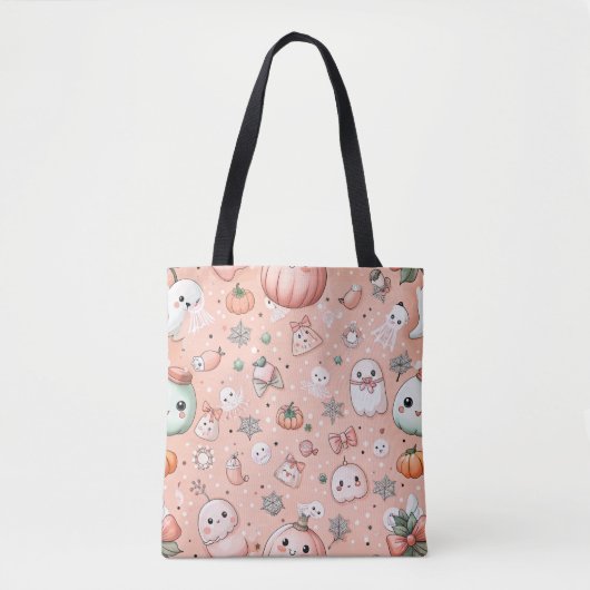 Halloween Doodle Pattern mit Ghosts & Pumpkins Tasche (Vorderseite)