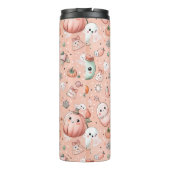 Halloween Doodle Pattern mit Ghosts & Pumpkins Thermosbecher (Rückseite)