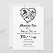 Halloween Doodle Skeleton Couple Wedding Einladung (Vorderseite)