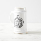 Halloween Doodles boho mandala Kürbis Herbst Bierglas (Vorderseite Links)