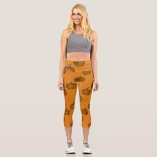 Halloween Doodles boho mandala Kürbis Herbst Capri Leggings