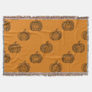 Halloween Doodles boho mandala Kürbis Herbst Decke