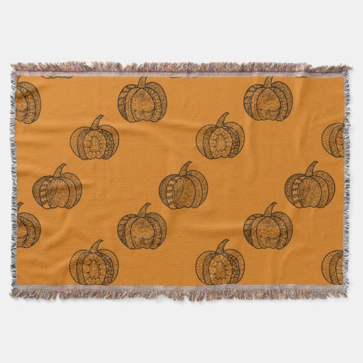 Halloween Doodles boho mandala Kürbis Herbst Decke (Vorderseite)