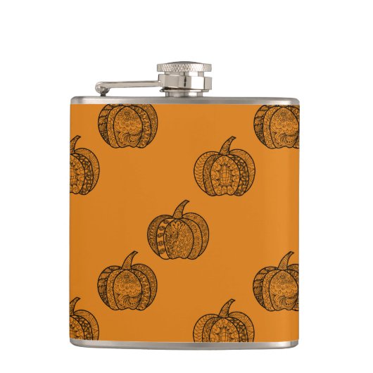 Halloween Doodles boho mandala Kürbis Herbst Flachmann (Vorderseite)