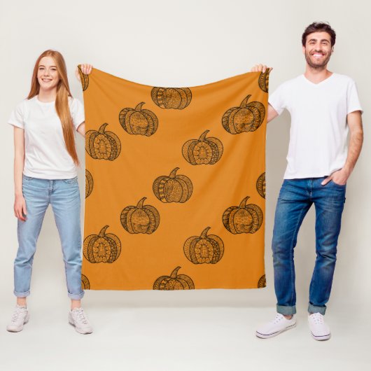 Halloween Doodles boho mandala Kürbis Herbst Fleecedecke (Beispiel)