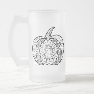Halloween Doodles boho mandala Kürbis Herbst Mattglas Bierglas