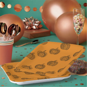 Halloween Doodles boho mandala Kürbis Herbst Pappteller