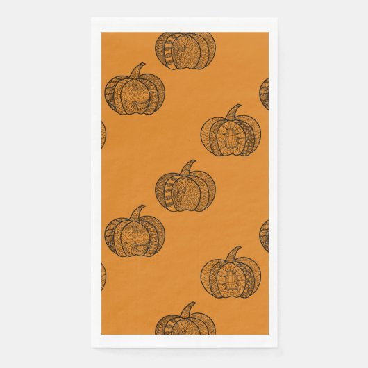 Halloween Doodles boho mandala Kürbis Herbst Serviette (Vorderseite)