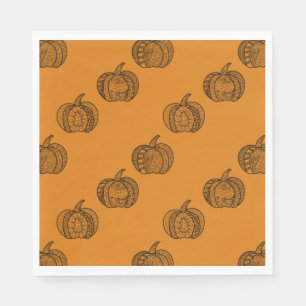 Halloween Doodles boho mandala Kürbis Herbst Serviette