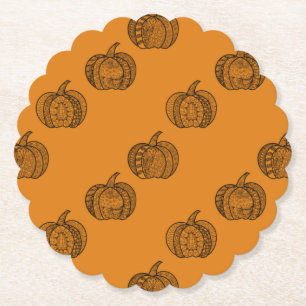 Halloween Doodles boho mandala Kürbis Herbst Untersetzer