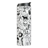 Halloween Doodles Collection, Vintager Stil. Thermosbecher (Nach links gedreht)