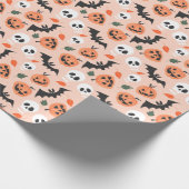 Halloween Doodles, Kürbisse, Fledermausmuster. Geschenkpapier (Ecke)
